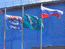 флаги РФ,Сахалинской области и МО "Южно-Курильских район"